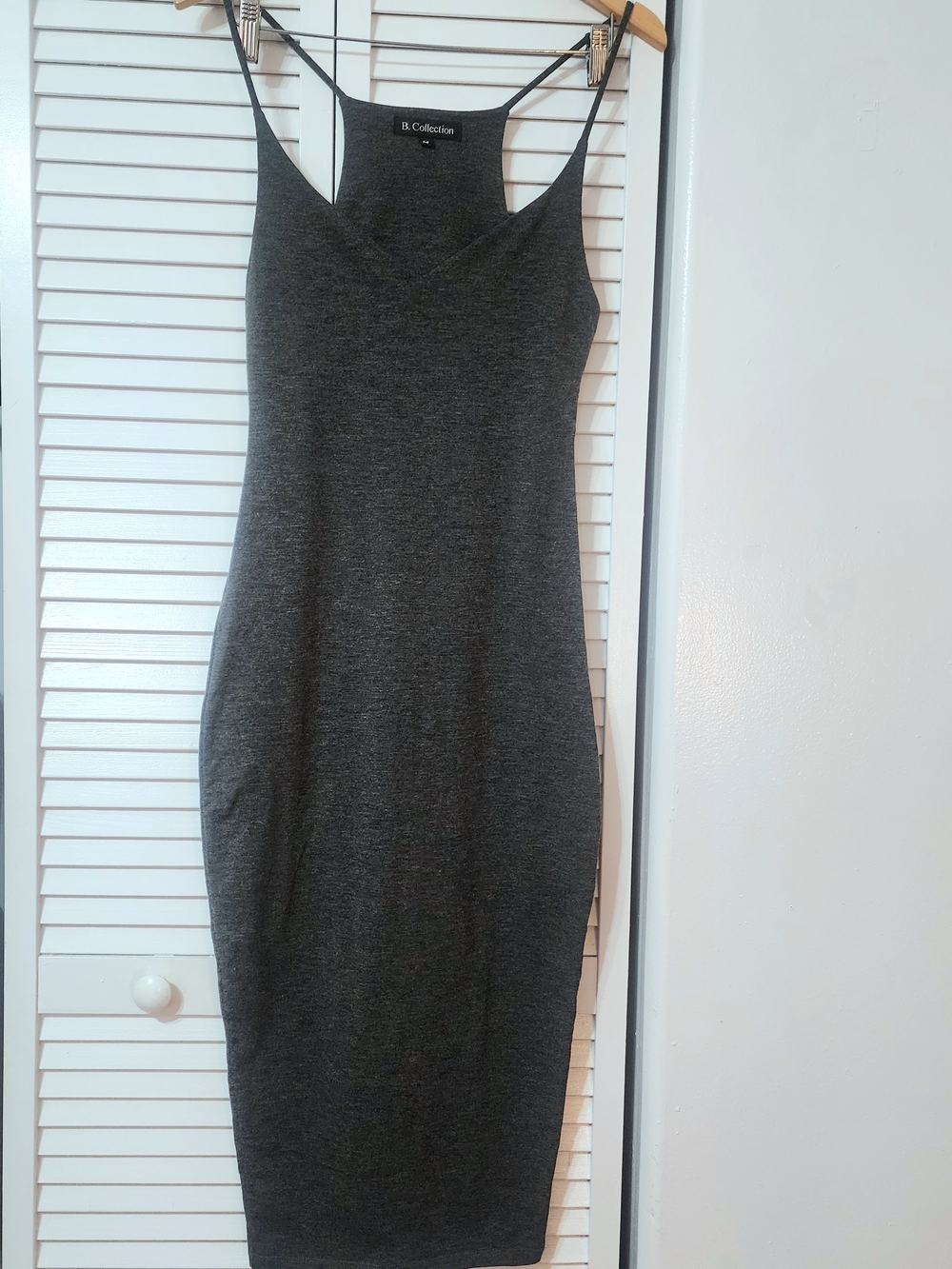 B. Collection Charcoal Gray Spaghetti-Strap Midi Dress